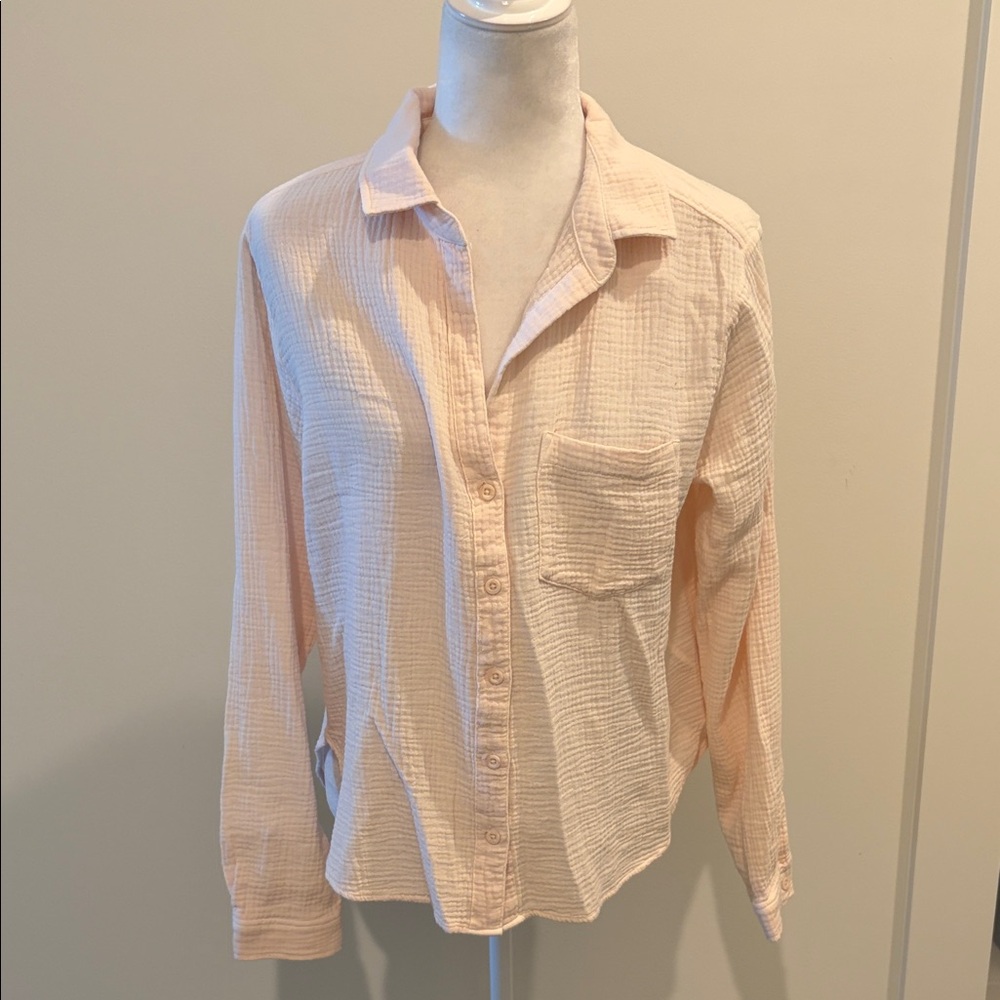 Cloth and Stone Light Pink Essential Gauze Button-down shirt -  L